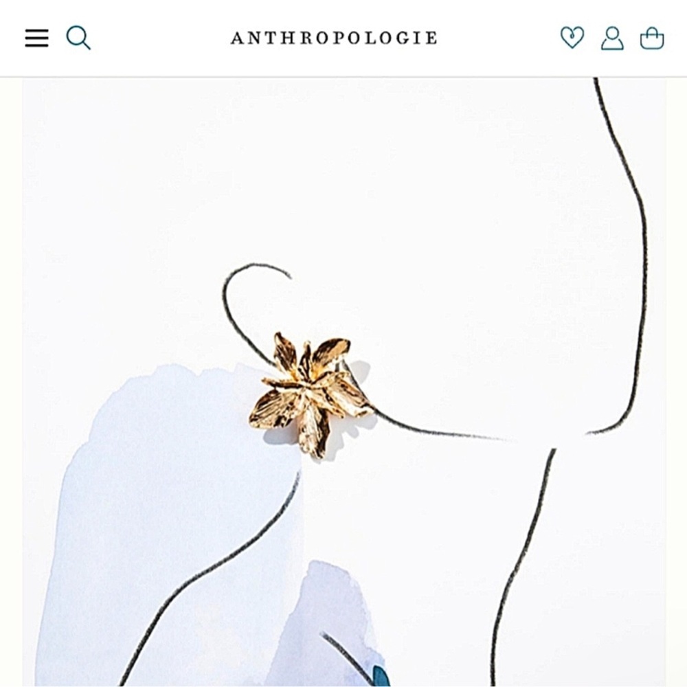 Anthropologie Gold Floral Statement Earrings - Picture 5 of 6